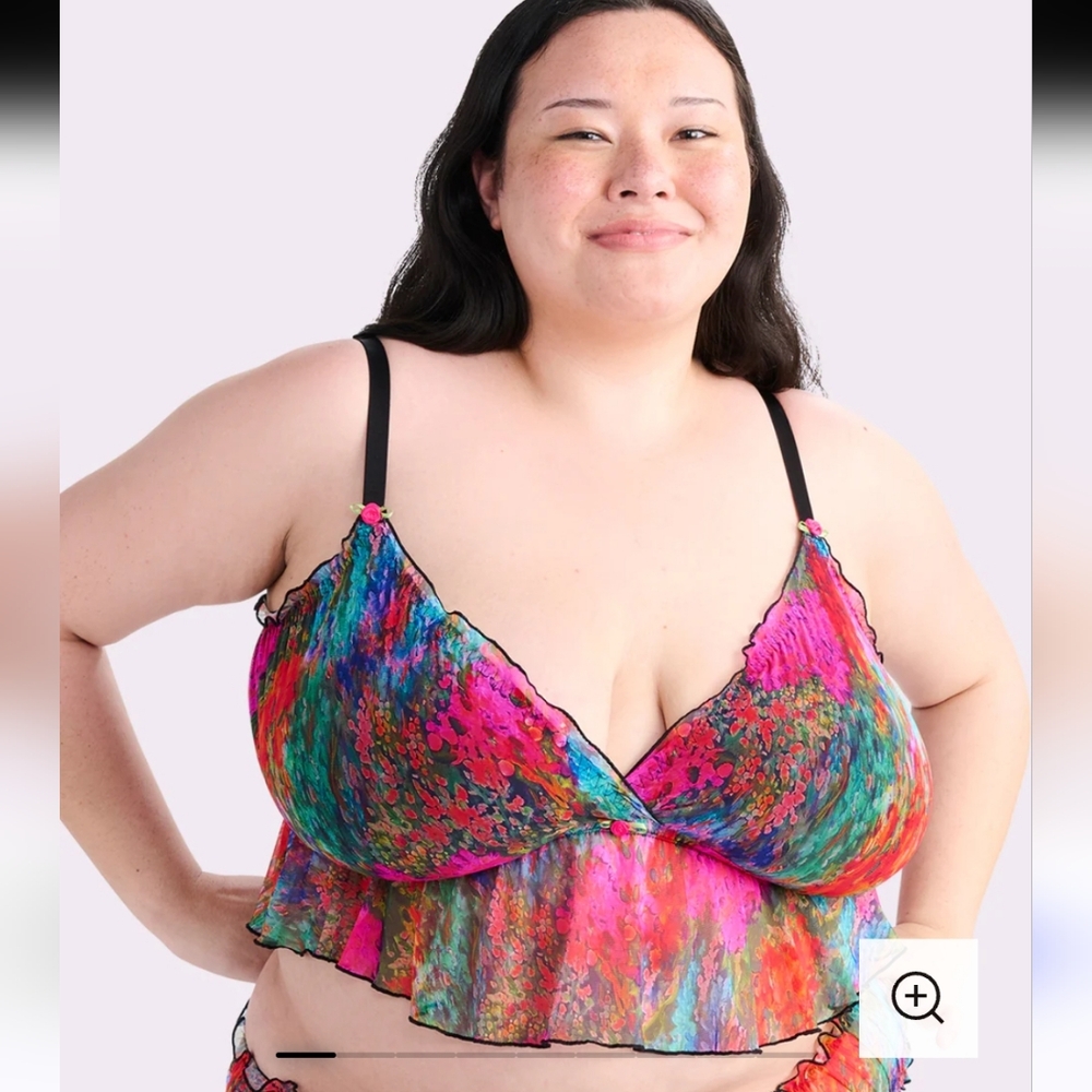 Silky Mesh Flutter Longline Bralette  Multicolor Women's Owned  Top 3XL Parade